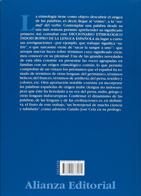DICCIONARIO ETIMOLÓGICO INDOEUROPEO DE LA LENGUA ESPAÑOLA