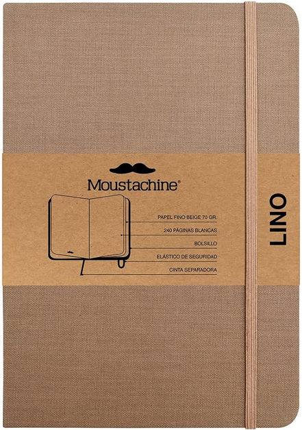 Libreta MOUSTACHINE CLASSIC LINO HABANO OSCURO - Large (20x26 cm)