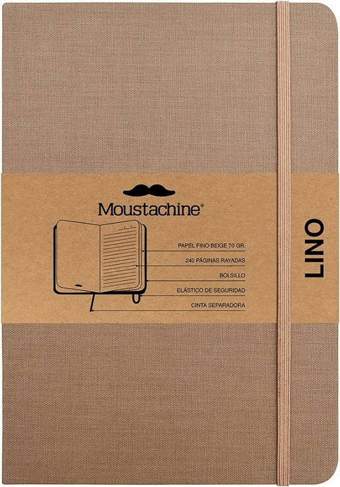 Libreta MOUSTACHINE CLASSIC LINO HABANO OSCURO - Large (20x26 cm)