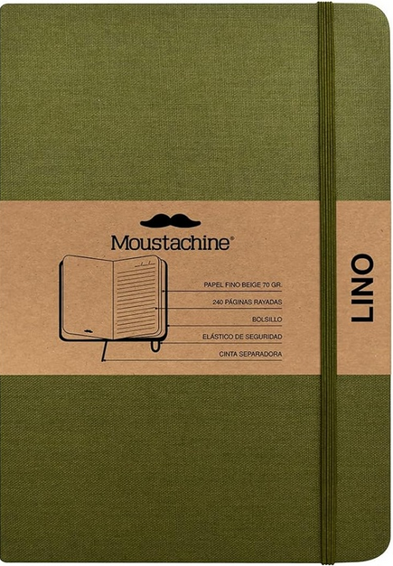 Libreta MOUSTACHINE CLASSIC LINO VERDE MILITAR - Large (20x26 cm)