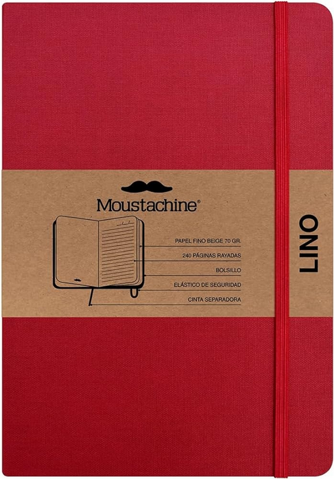 Libreta MOUSTACHINE CLASSIC LINO ROJO - Medium (14x20 cm)