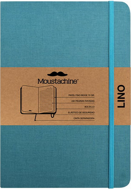Libreta MOUSTACHINE CLASSIC LINO VERDE AGUA - Medium (14x20 cm)