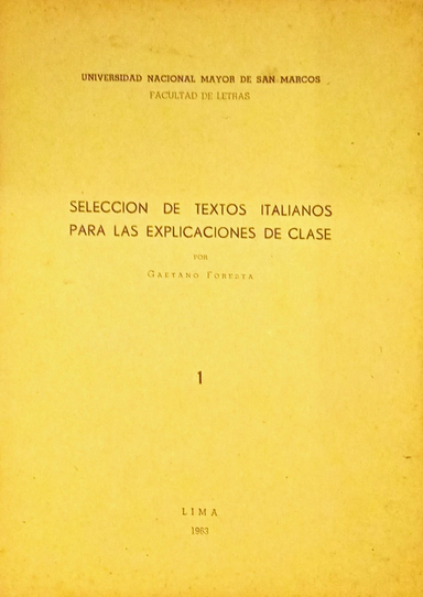 SELECCIÓN DE TEXTOS ITALIANOS PARA LAS EXPLICACIONES DE CLASE