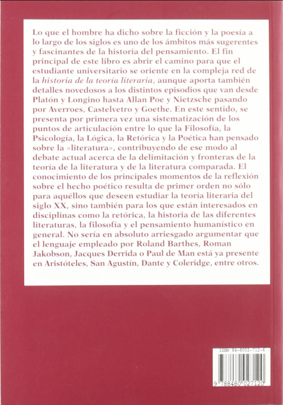 HISTORIA DE LA TEORÍA DE LA LITERATURA I