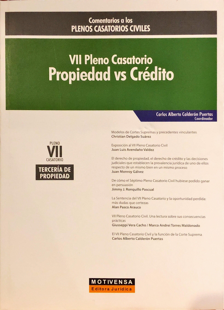 VII PLENO CASATORIO: PROPIEDAD VS CRÉDITO