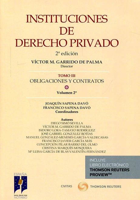 INSTITUCIONES DE DERECHO PRIVADO (Tomo III: Obligaciones y contratos, Vol. 2)