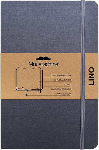 [9798888272398] Libreta MOUSTACHINE CLASSIC LINO GRIS - Pocket (9x14 cm)