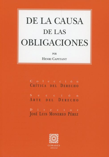 [9788490458563] DE LA CAUSA DE LAS OBLIGACIONES