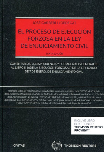 [9788490994108] EL PROCESO DE EJECUCIÓN FORZOSA EN LA LEY DE ENJUICIAMIENTO CIVIL