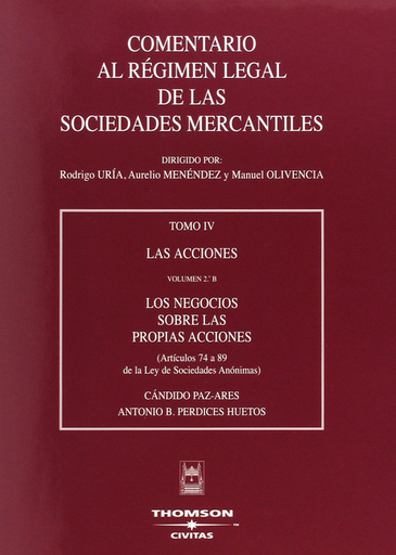 [9788447019762] COMENTARIO AL RÉGIMEN LEGAL DE LAS SOCIEDADES MERCANTILES, Tomo IV, Vol. 2.B