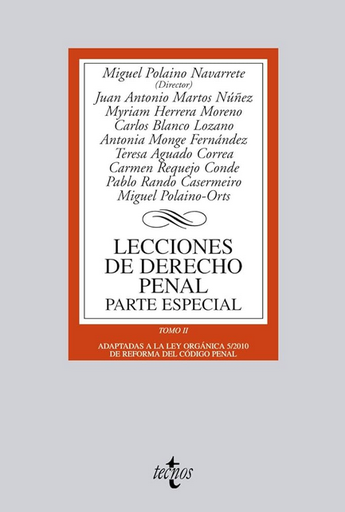 [9788430952625] LECCIONES DE DERECHO PENAL, Parte Especial II