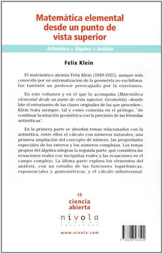 [9788496566194] MATEMÁTICA ELEMENTAL DESDE UN PUNTO DE VISTA SUPERIOR