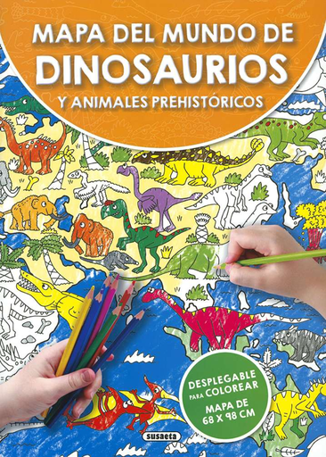 [9788467767230] MAPA DEL MUNDO DE DINOSAURIOS Y ANIMALES PREHISTÓRICOS