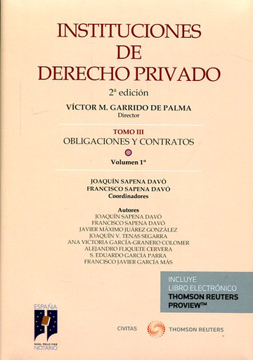 [9788491357582] INSTITUCIONES DE DERECHO PRIVADO (Tomo III: Obligaciones y contratos, Vol. 1)