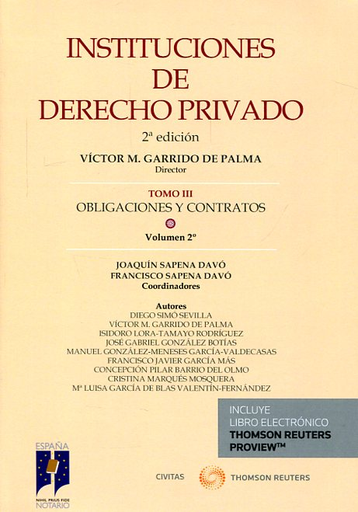 [9788491358107] INSTITUCIONES DE DERECHO PRIVADO (Tomo III: Obligaciones y contratos, Vol. 2)