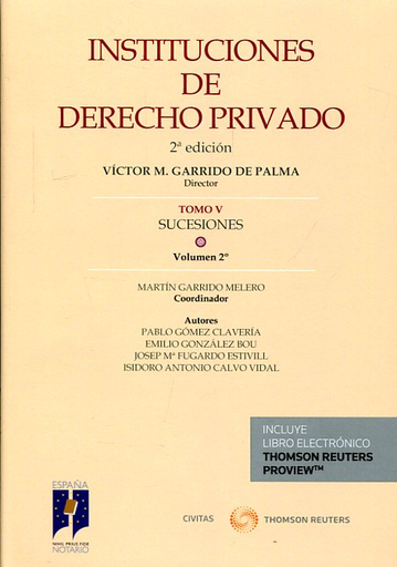 [9788491358169] INSTITUCIONES DE DERECHO PRIVADO (Tomo V: Sucesiones, Vol. 2)