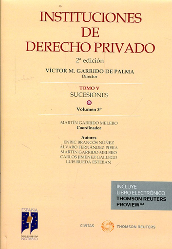 [9788491358190] INSTITUCIONES DE DERECHO PRIVADO (Tomo V: Sucesiones, Vol. 3)