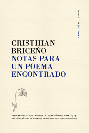 [9786124405419] NOTAS PARA UN POEMA ENCONTRADO